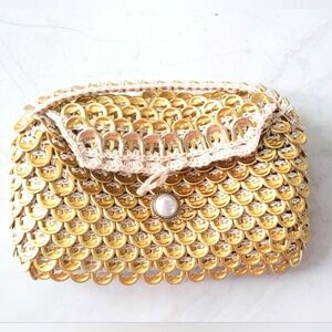 Beautiful Crochet Pop Tab Clutch - Gold